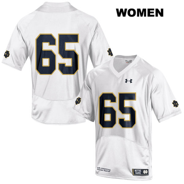 Women's NCAA Notre Dame Fighting Irish #65 Michael Vinson Stitched College Under Armour Authentic White No Name Football Jersey KV10O34OK